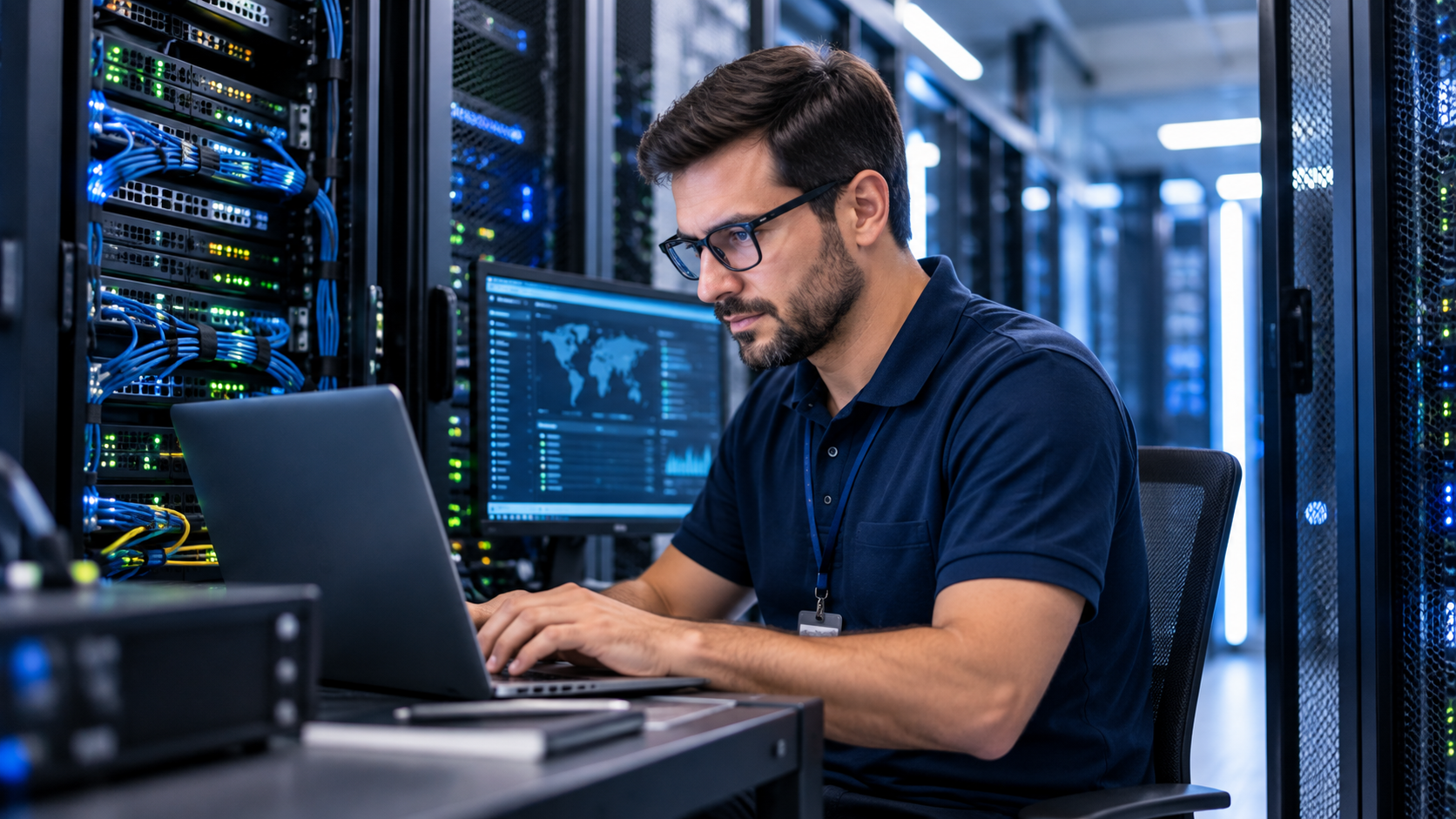 Equipo técnico informático configurando seguridad de correo
